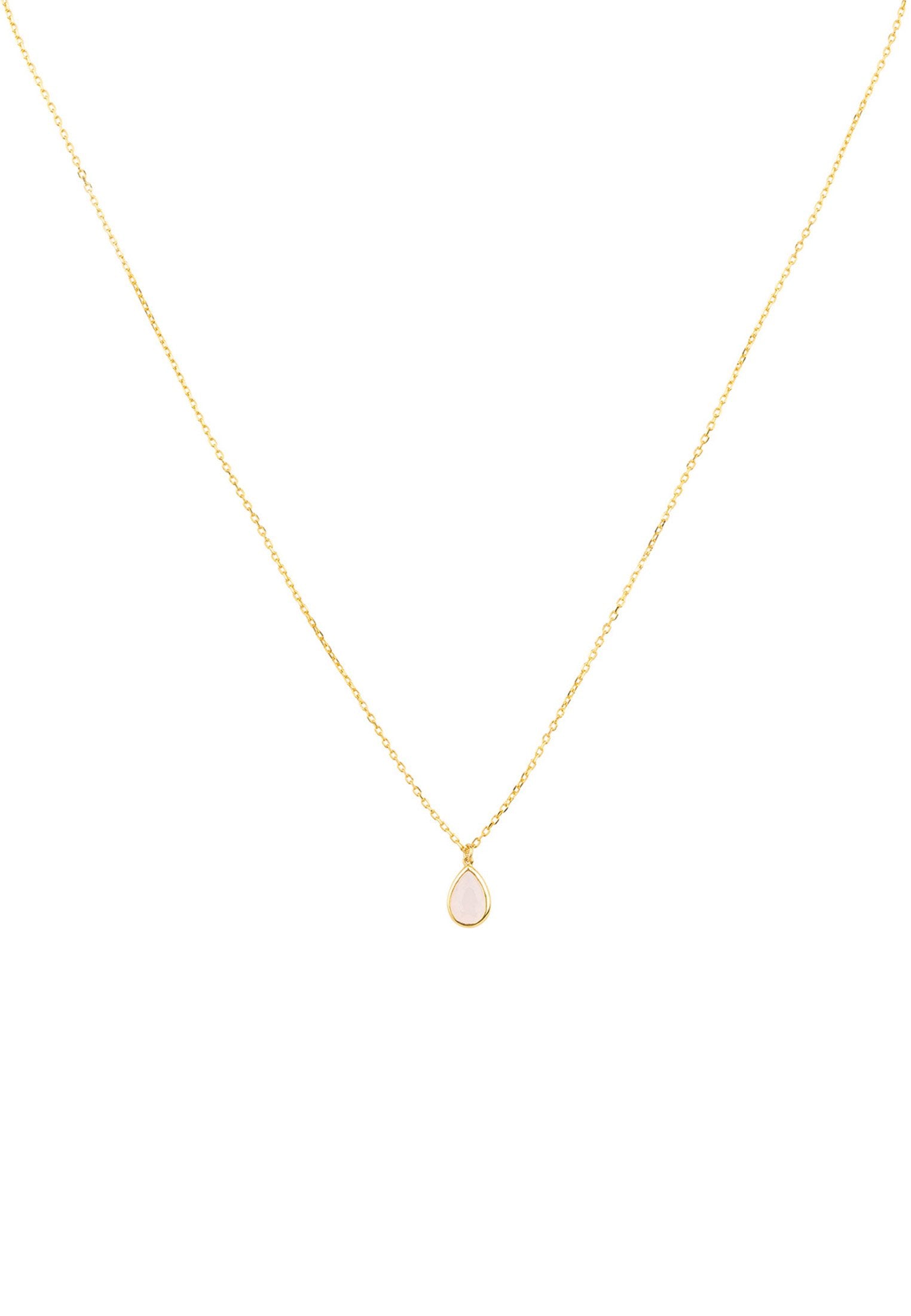 Pisa Mini Teardrop Necklace Gold Rose Quartz