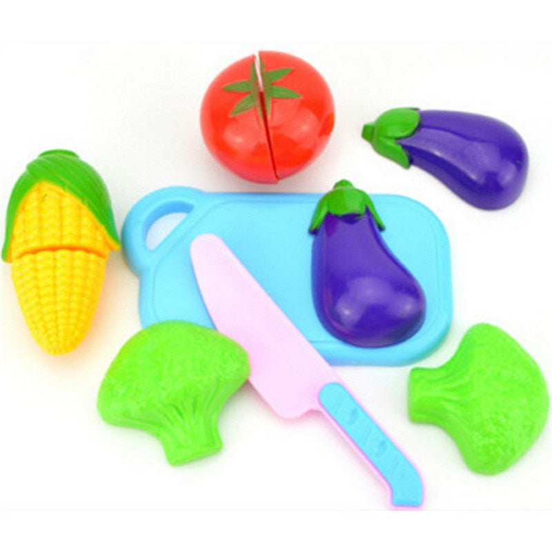 1Set Children Play House Toy Cut Fruit Plastic Vegetables  Educational Toys