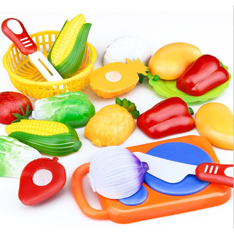 1Set Children Play House Toy Cut Fruit Plastic Vegetables  Educational Toys