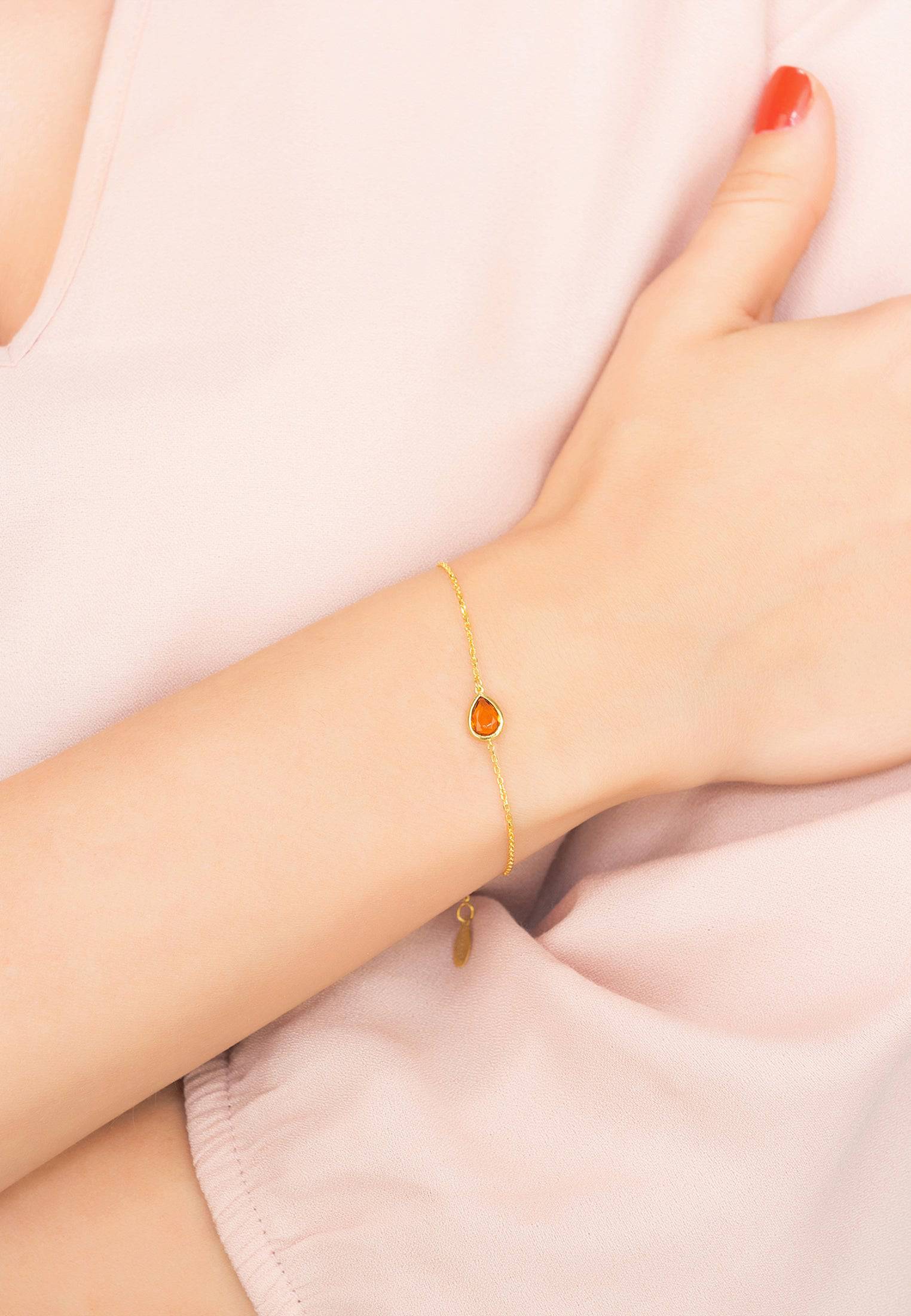 Pisa Mini Teardrop Bracelet Gold Citrine