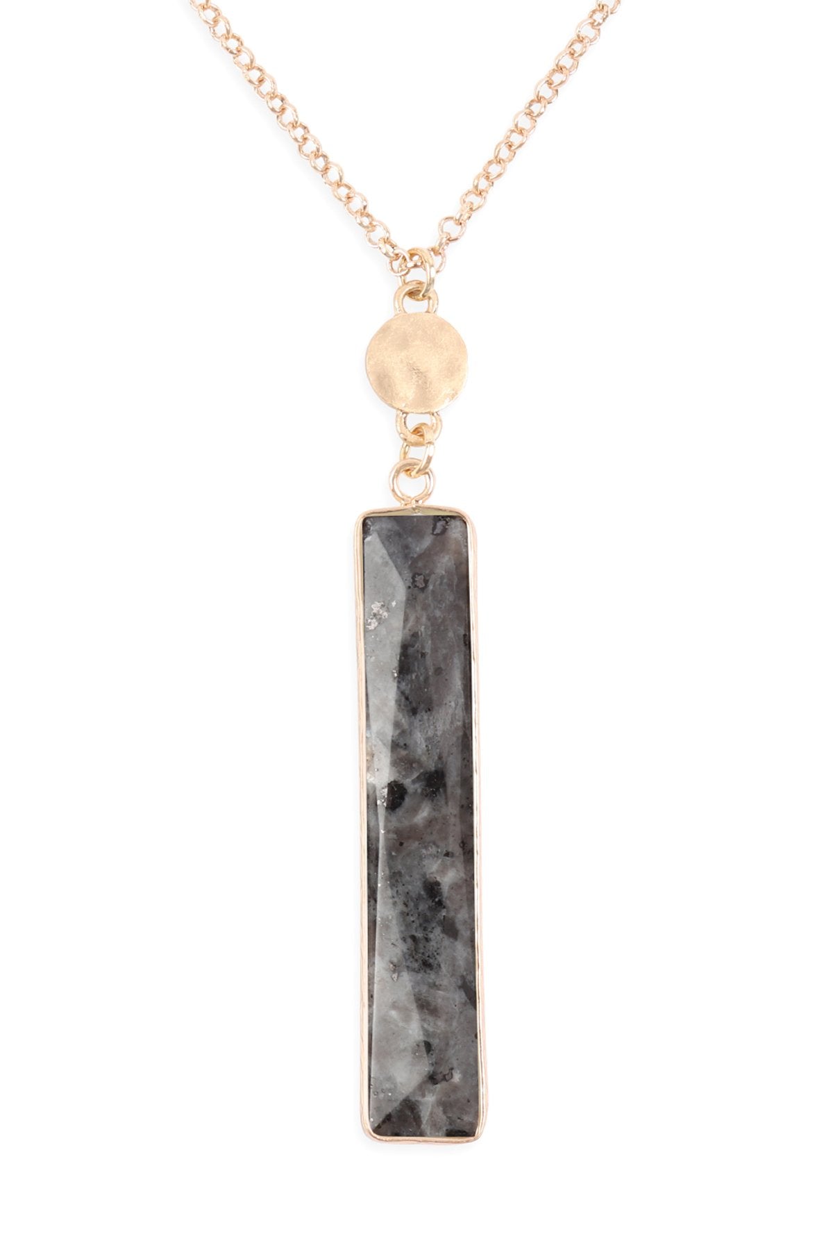 Hdn3116 - Bar Natural Stone Pendant Chain Necklace