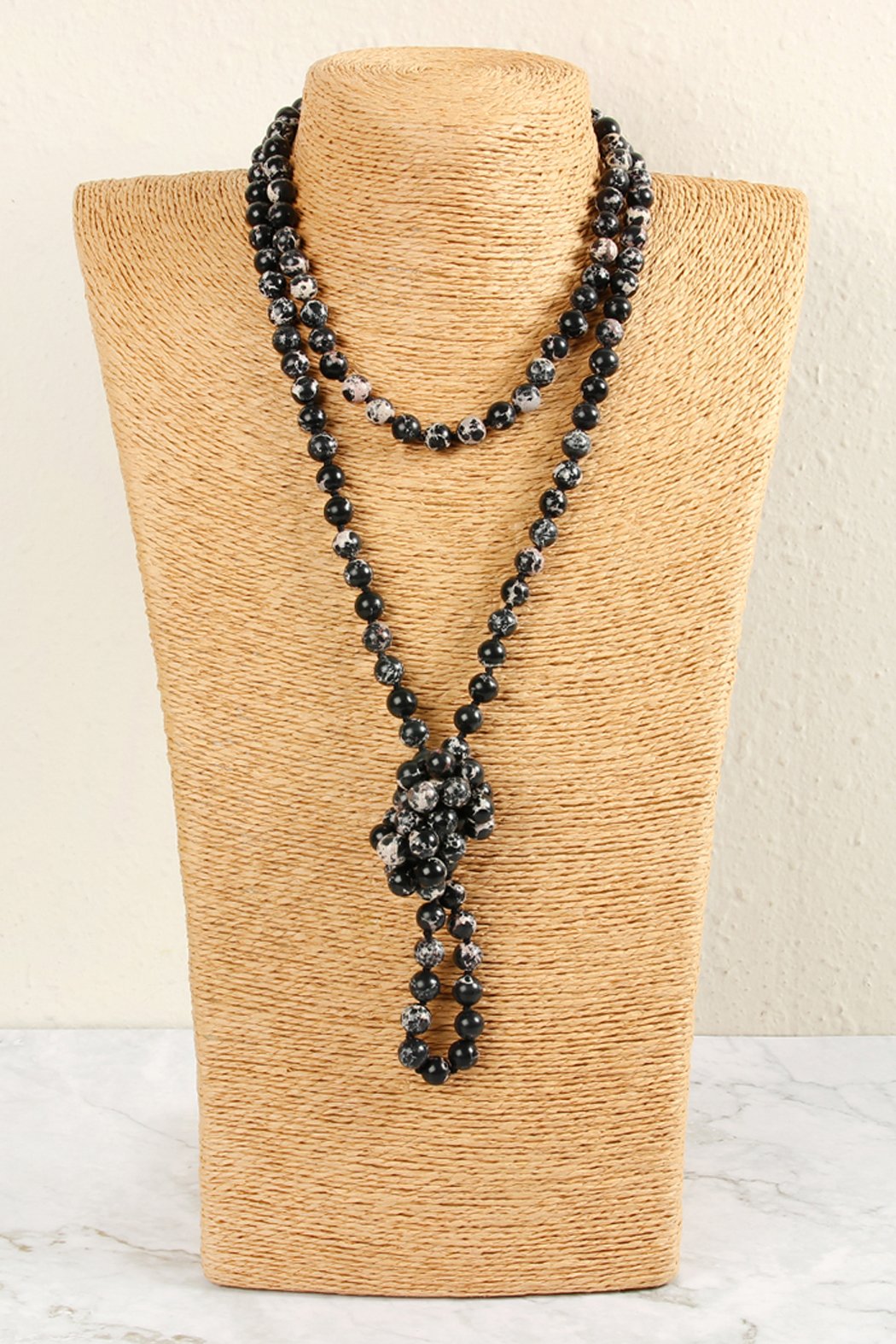 60 Inches Marble Beads Long Necklace