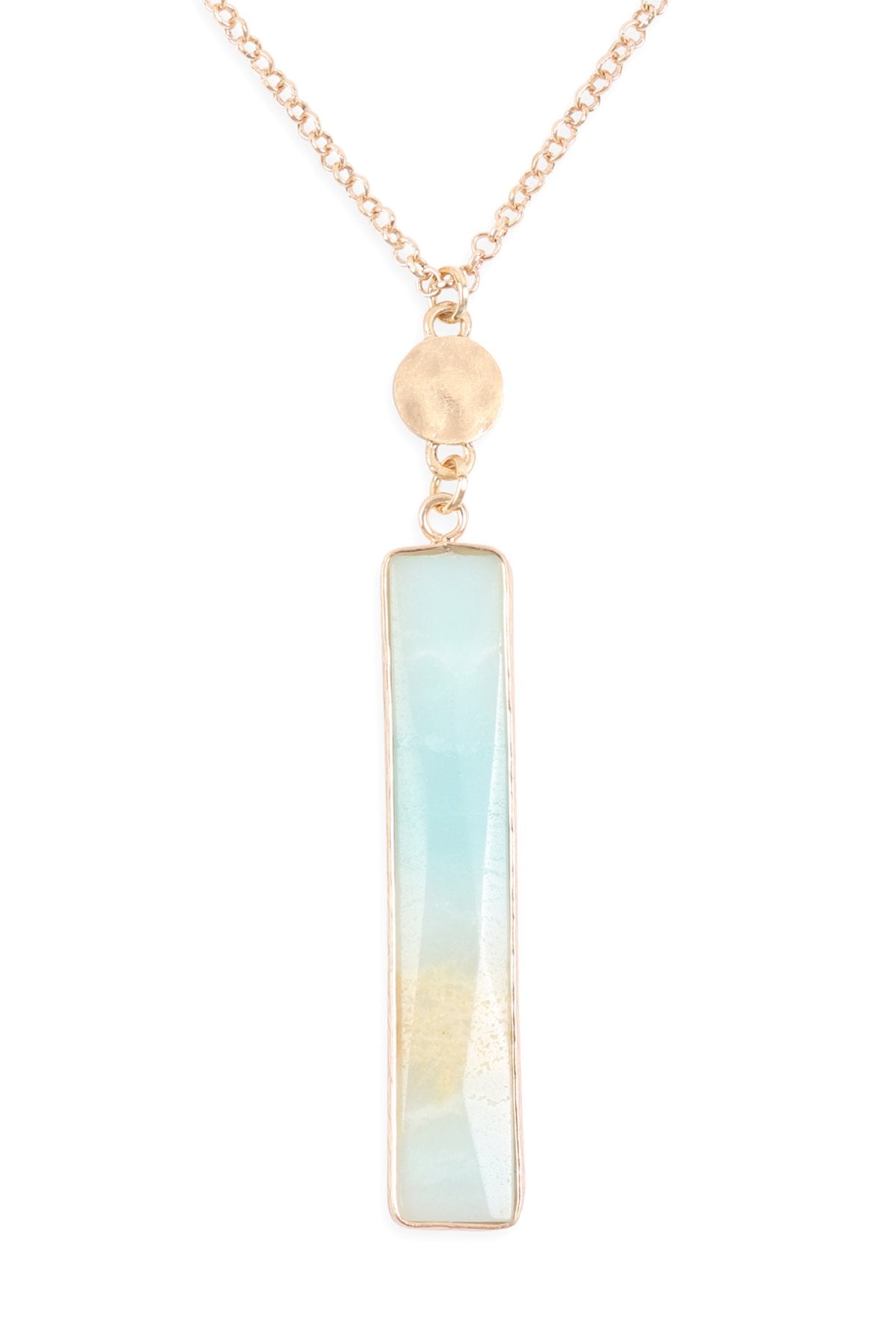 Hdn3116 - Bar Natural Stone Pendant Chain Necklace