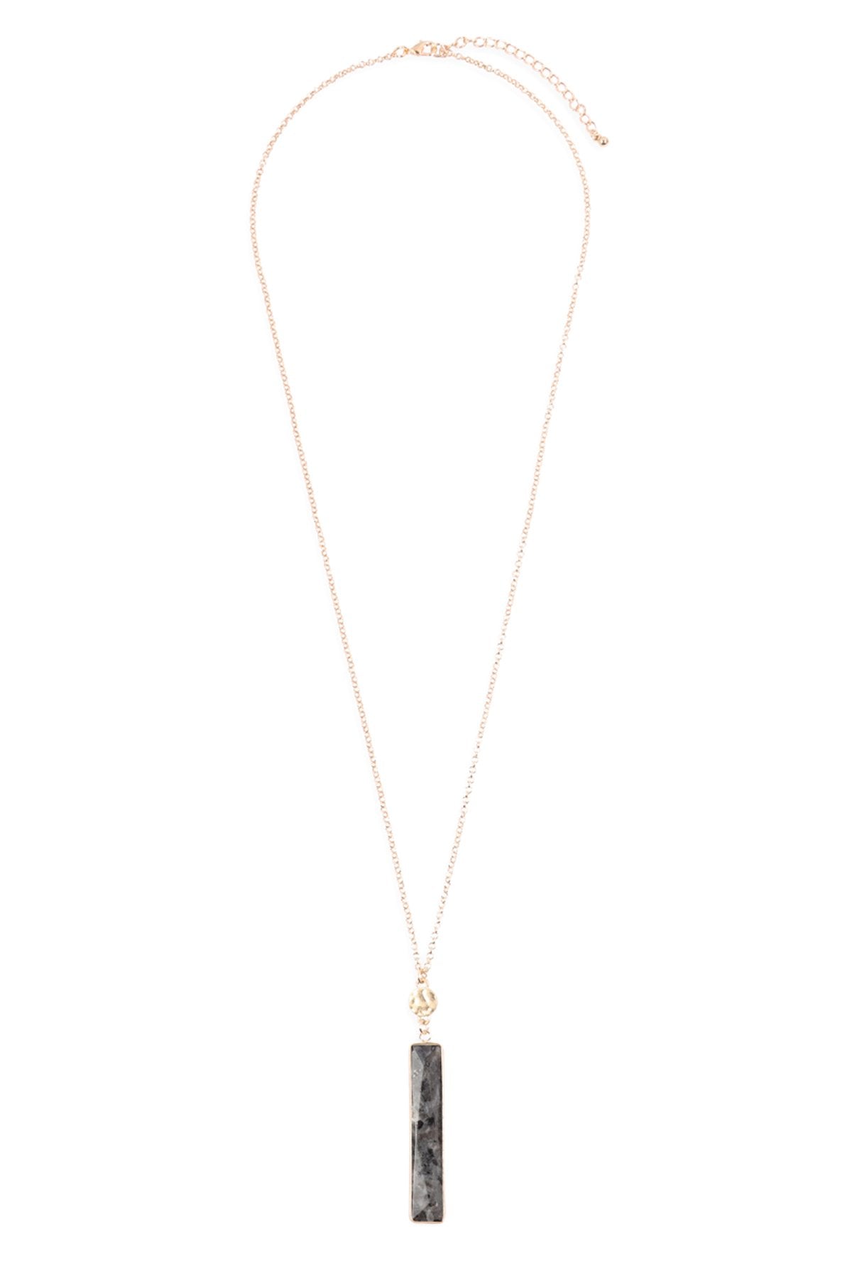 Hdn3116 - Bar Natural Stone Pendant Chain Necklace