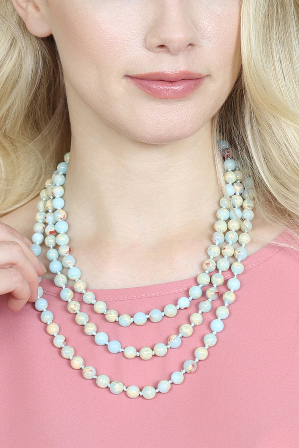 60 Inches Marble Beads Long Necklace