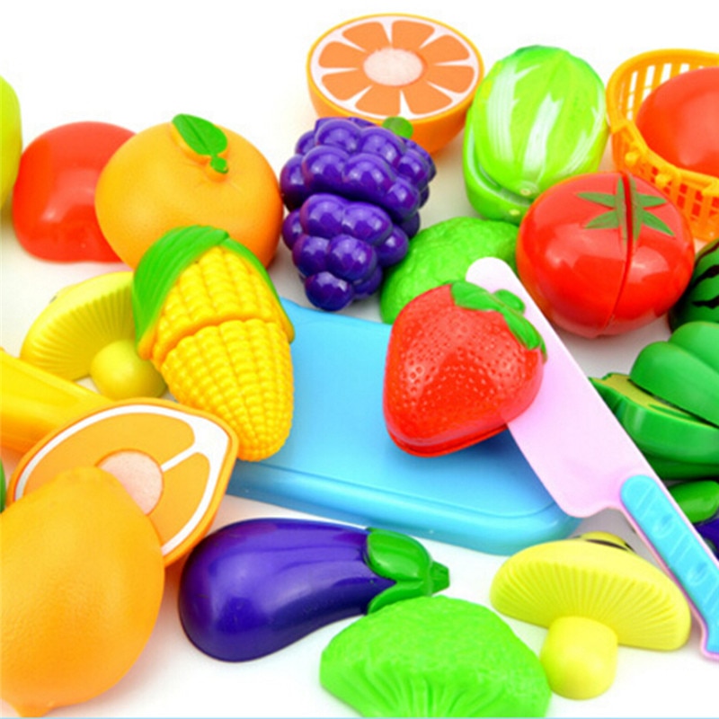 1Set Children Play House Toy Cut Fruit Plastic Vegetables  Educational Toys