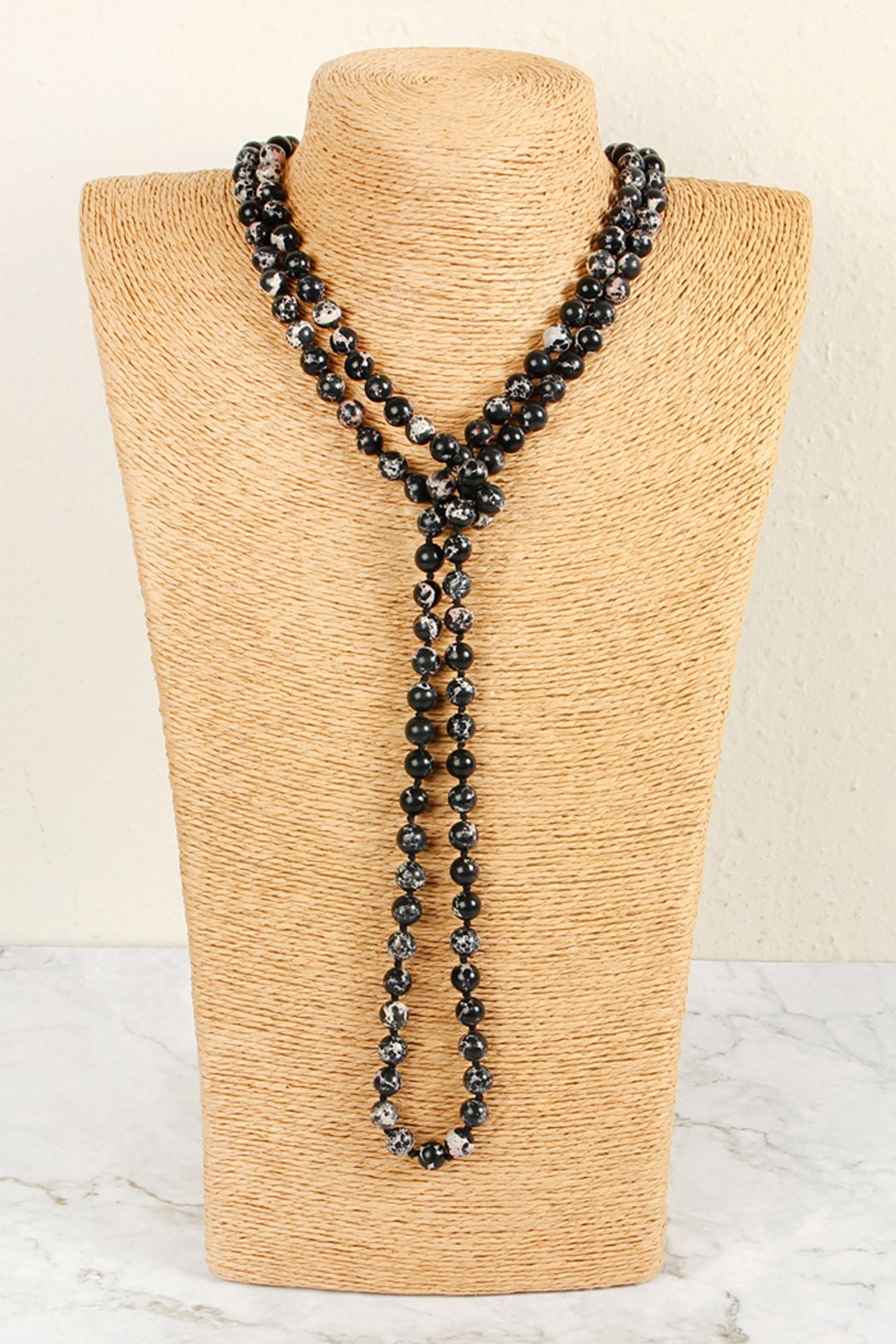 60 Inches Marble Beads Long Necklace