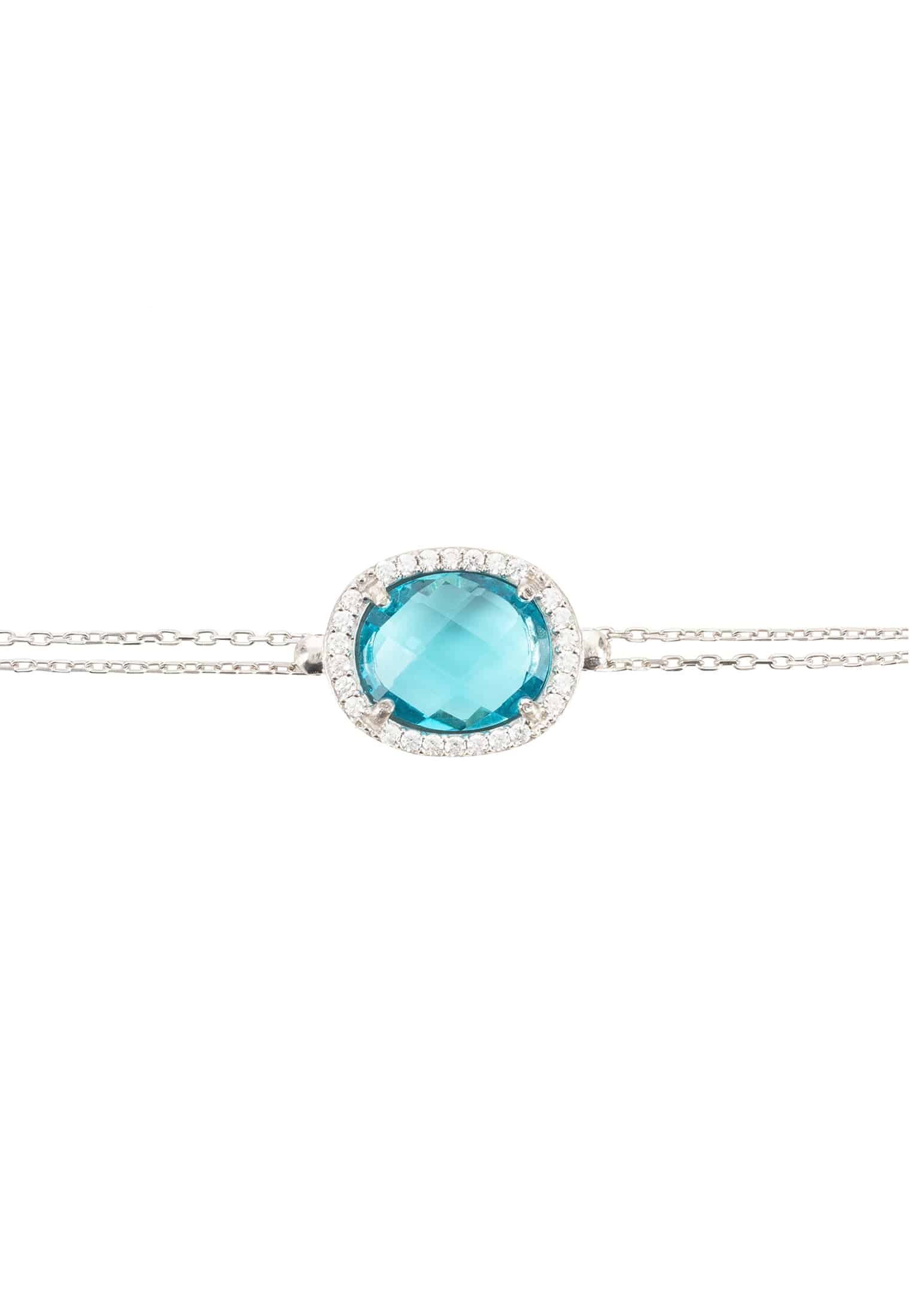 Beatrice Oval Gemstone Bracelet Silver Blue Topaz Hydro