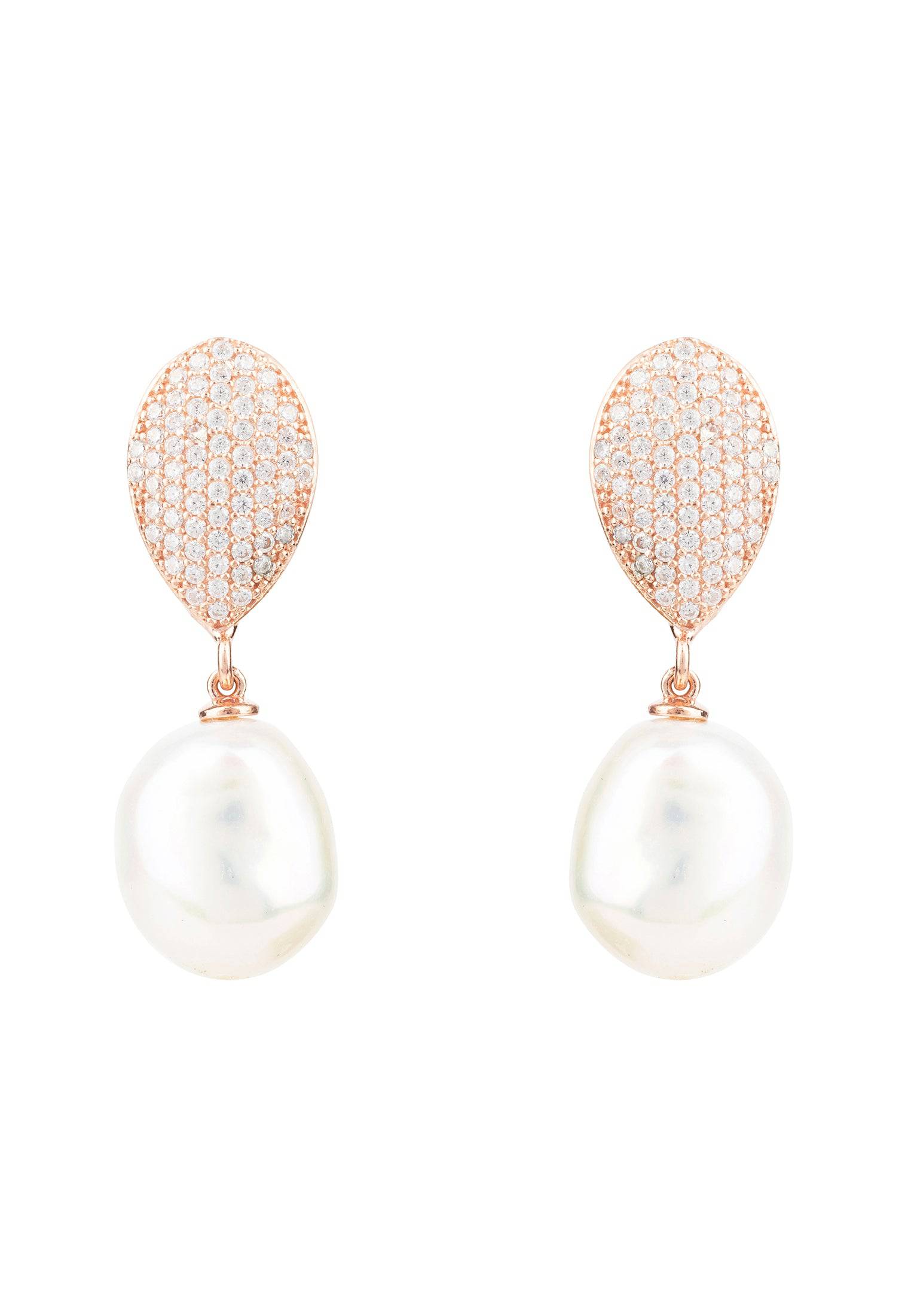 Baroque Pearl Classic Drop Earrings Rosegold