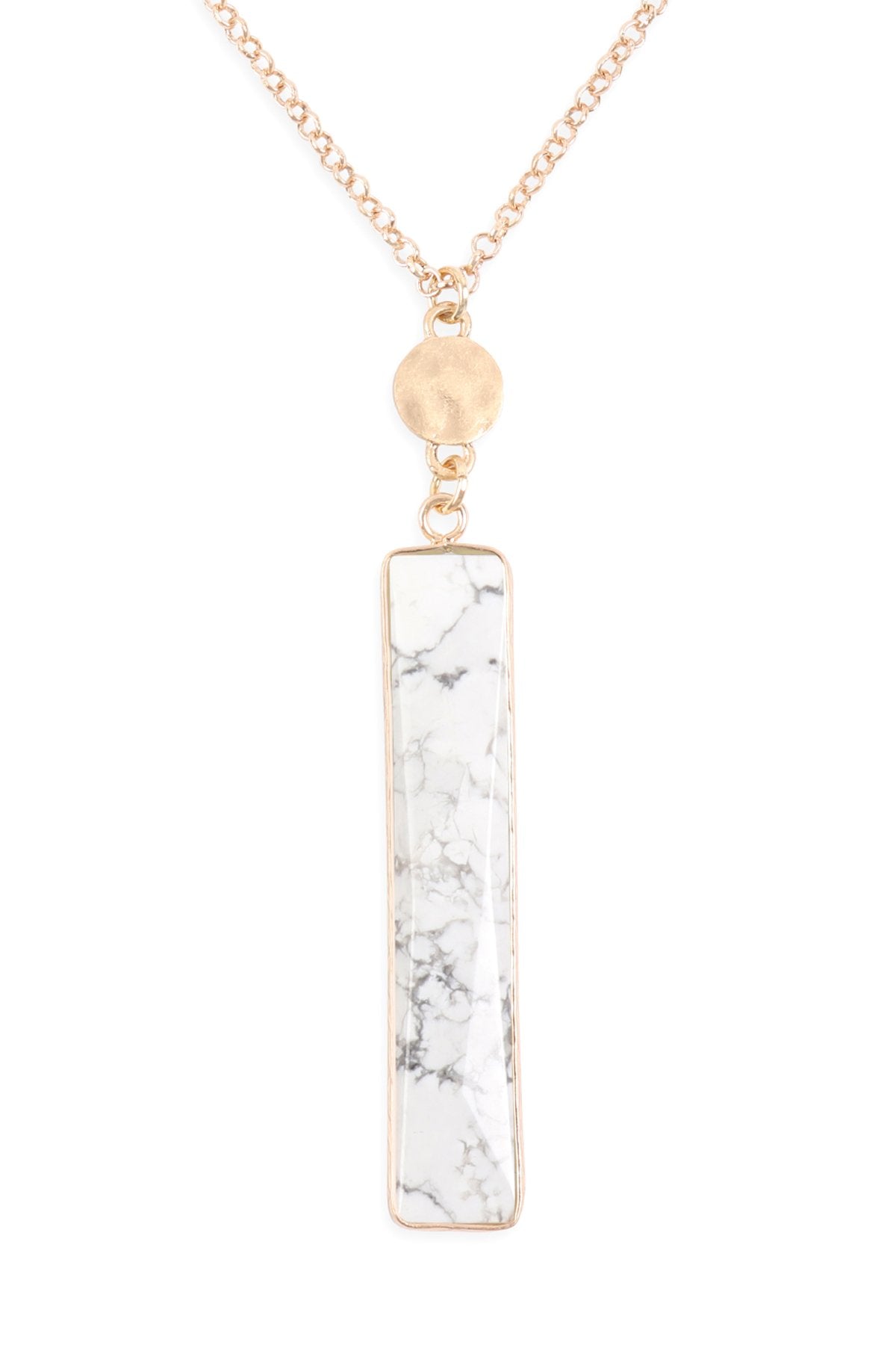 Hdn3116 - Bar Natural Stone Pendant Chain Necklace